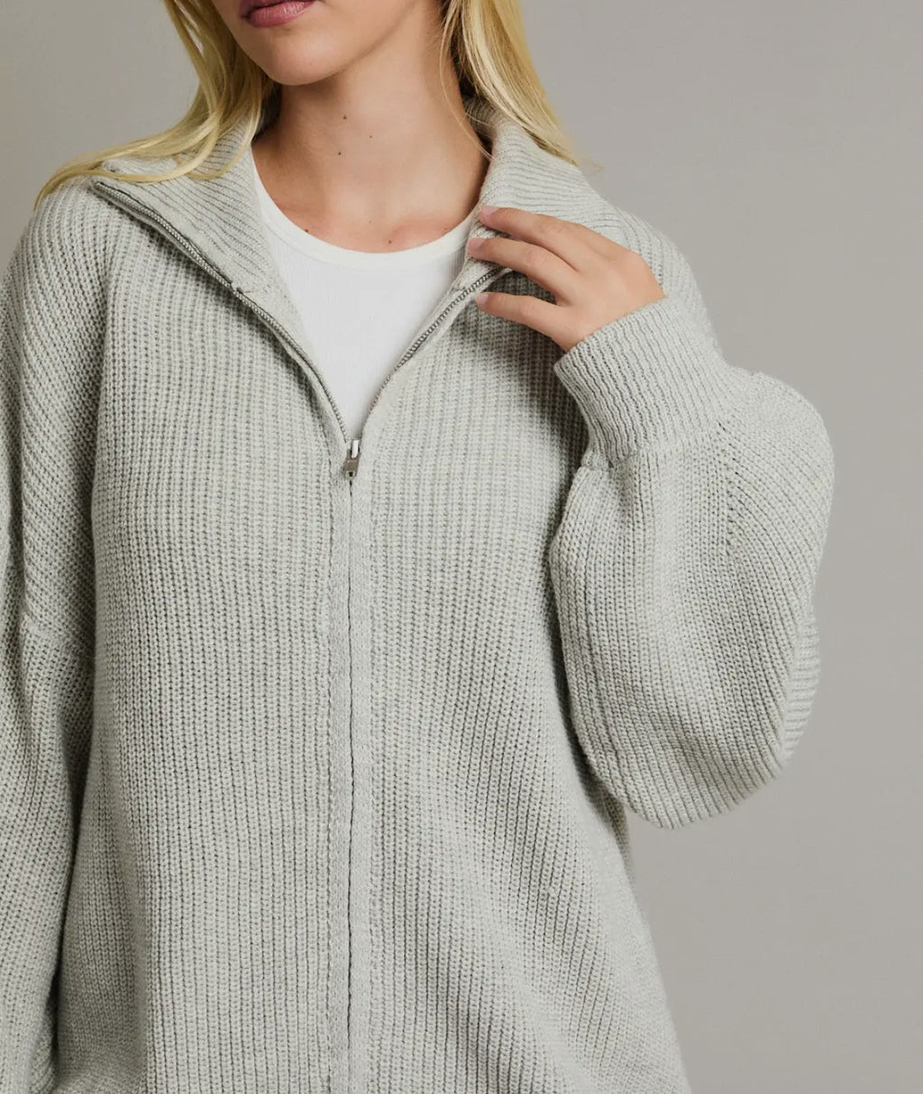 Zip Up Oversized Cardigan